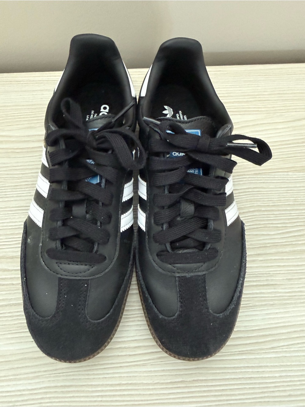 Adidas Black Samba Shoe with White Trefoil Accent
